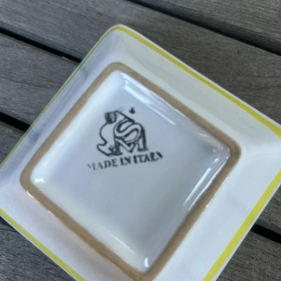 Sambuco Mario Deruta Italy Green Rooster Square Small Bowl - Picture 2 of 7